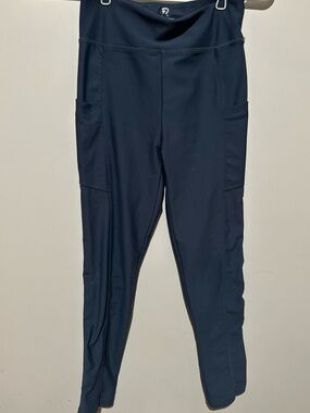 Zip7 Navy Athletic Leggings with Side Pockets